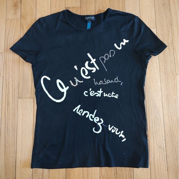 Lanvin chic black tee sz 38 S - Picture 2 of 6